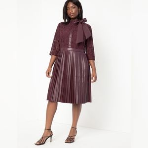 Eloquii Faux Leather and Lace Dress 22
